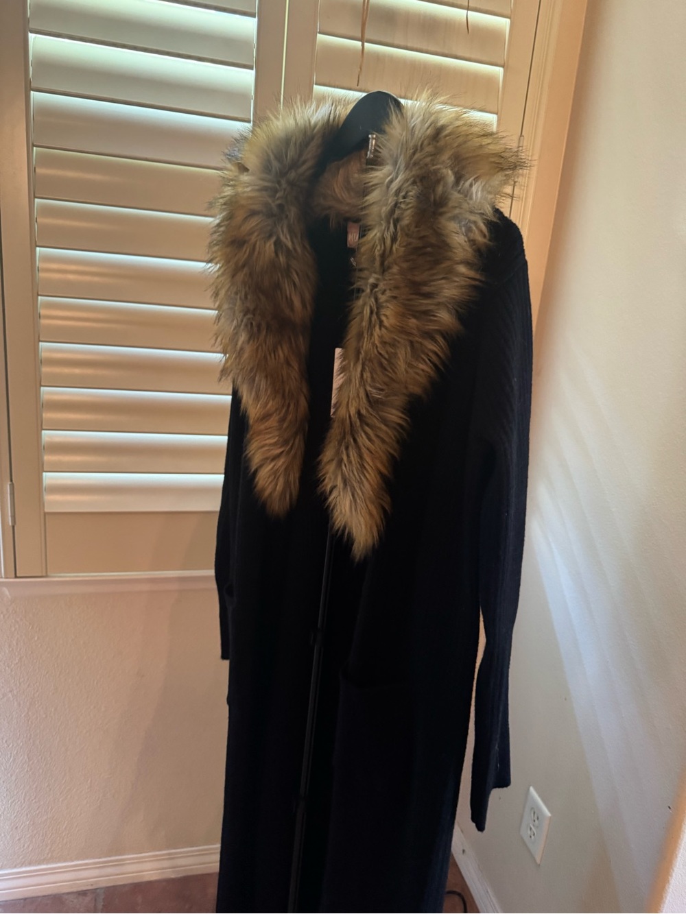 NEW Show Me Your MuMu Black Longline Lombardi Coatigan with Faux Fur Collar - Picture 3 of 10